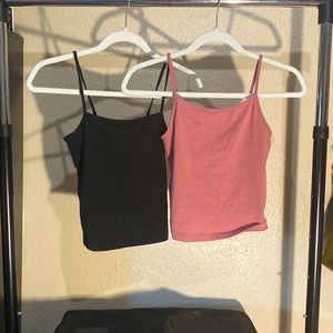 WILD FABLE - Pink and Black Spaghetti Strap Tanks